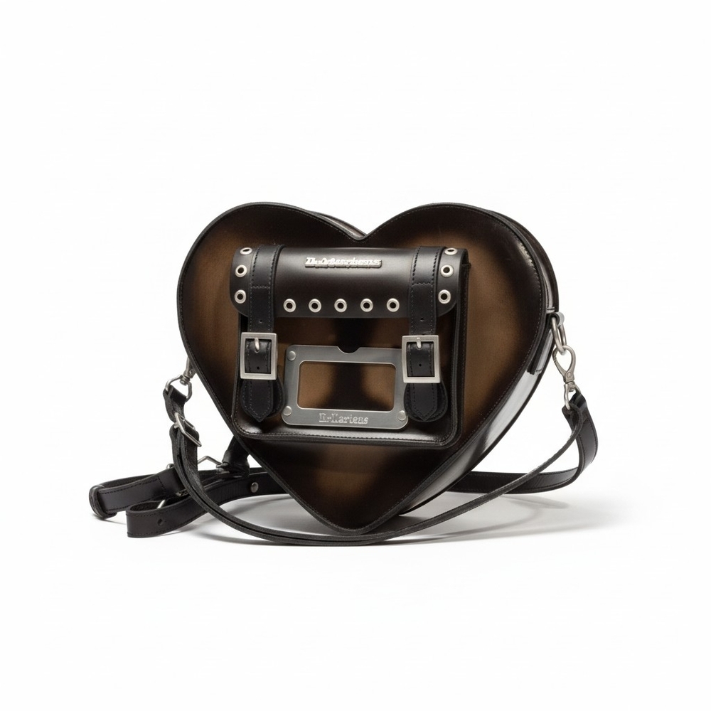 Dr. Martens Brown-to-Black Ombre Heart Leather Crossbody Bag
